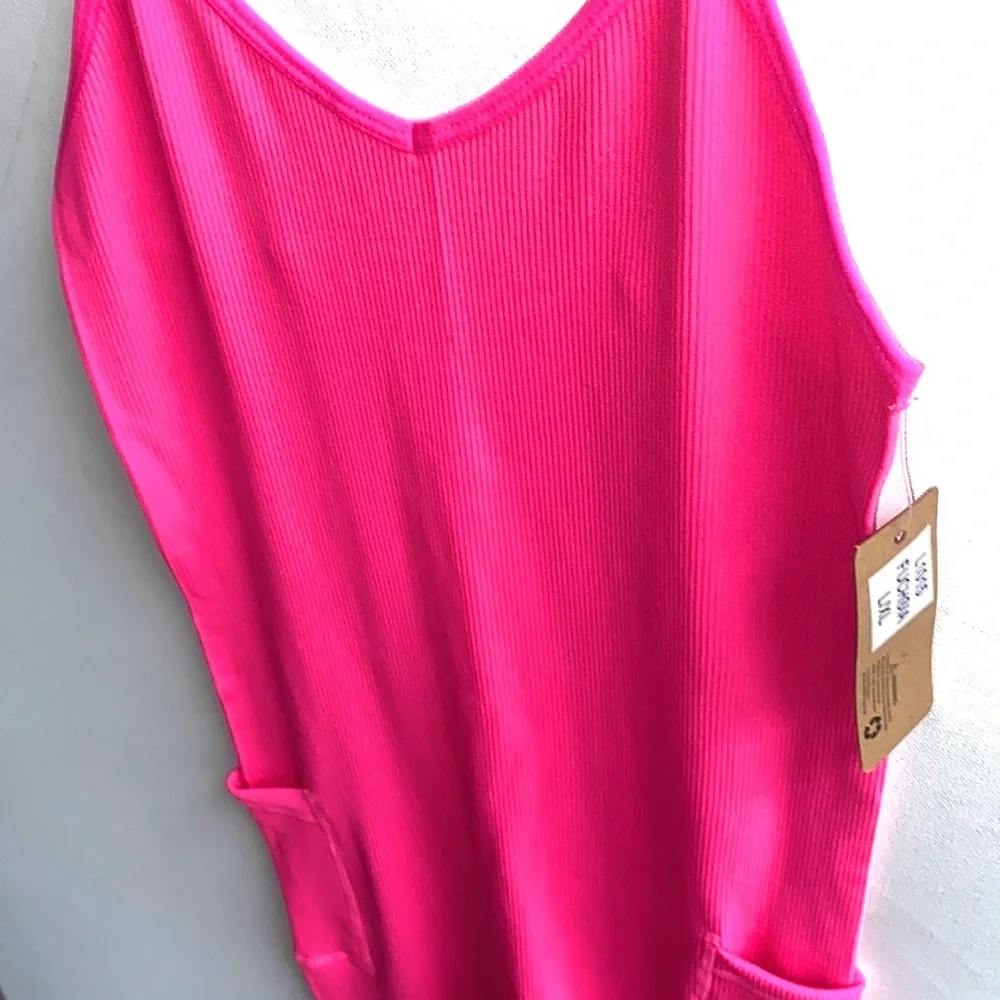 (A3) Odiva Neon Pink‎ Cami Jumpsuit/Bodysuit with side pockets, Size S/M, NWT - Picture 5 of 10